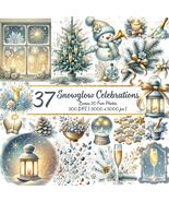 Snowglow Celebrations – 37 Winter Watercolor Clipart | Holiday PNG | Dig... - $3.60