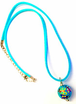 Nwt Angela Moore Pendant Bead Necklace Ladybugs Turquoise Blue Lobster Clasp - £25.23 GBP