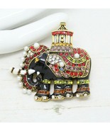 Stylish Vintage Royal Indian Elephant Crystal and Enamel BROOCH Pin Jewe... - £14.32 GBP