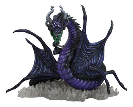 Earth Elemental Purple Moonlight Spider Arachnafaria Dragon On Crystals Statue - £79.91 GBP