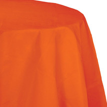 Orange 2/Ply Paper-Poly Round Tablecloth 82&quot; Tableware Supplies Decorations - £17.39 GBP