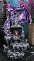 Spyro Purple Twilight Dragon On Castle Top Figurine 5&quot;H Hyperion Dragon Statue - £15.17 GBP