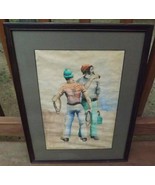 Vintage Watercolor Painting Artist Sgd. Framed Long Shore Men Expertly D... - £100.83 GBP