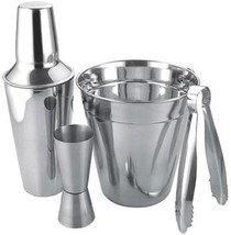 5PC Stainless Steel Bar Set Cocktail Drinks Mixer Shaker Set Wine Ice Bucket New - £18.72 GBP