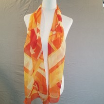 Scarf Women Wrap Rectangle Geometric Design Yellow Orange 11.5 x 58 Colo... - $12.94
