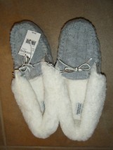 Roebuck &amp; Co. Heritage solid gray cable knit moccasin slippers Size 11-12 NWT - £9.76 GBP