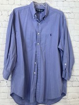 Ralph Lauren Mens Blake Large Button Front Shirt Blue Plaid Logo Long Sl... - $20.19