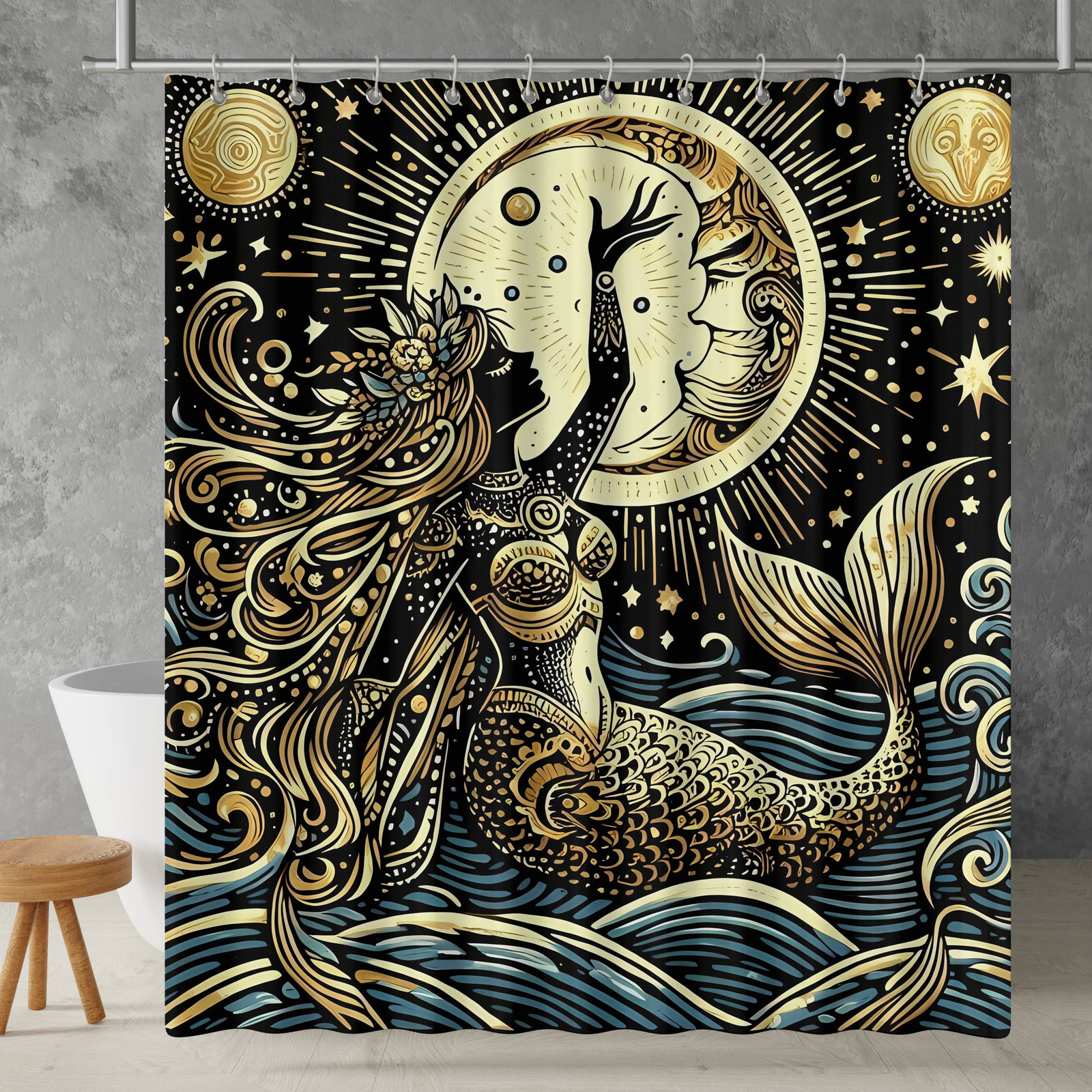 Hot!!! The Little Mermaid Custom Waterproof Polyester Shower Curtain 4 Size Item image 15