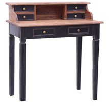  Writing Desk Natural and black Solid mahogany wood Medium - $316.99