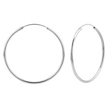 925 Sterling Silver 50 mm Plain Hoop Earrings - £15.73 GBP