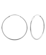 925 Sterling Silver 50 mm Plain Hoop Earrings - £15.45 GBP