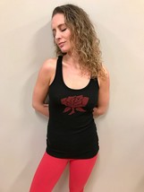 Hard Tail Sexy Racer Back Tank black with red rose - $48.00
