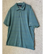 Nike Golf Dri Fit Green Blue Striped Polo Shirt Mens Size Large - $39.37 CAD