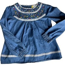 Boden Chambray Embroidered Floral Top Size 6-7 - £19.20 GBP