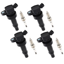 Pack of 4 Ignition Coil + Spark Plugs For Hyundai Accent Kia Rio Soul 1.... - £38.32 GBP