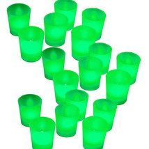 Us Seller ~ 18 Flicker Light Flameless Led Green Tealight Votives Tea Candles - £19.53 GBP