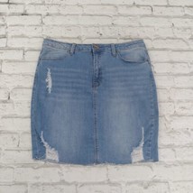 Wax Jean Skirt Womens Large Blue Light Wash Distressed Cut Off Pencil Sh... - $19.98