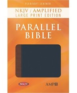 NKJV/Amplified Parallel Bible Large Print-Blue/Brown Flexisoft Leather New - $1,294.47 MXN