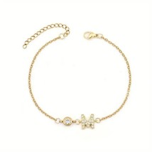 2Ct Lab Created Round Initial &quot;M&quot; Chain Bracelet Diamond  14K Yellow Gold Plated - £154.17 GBP