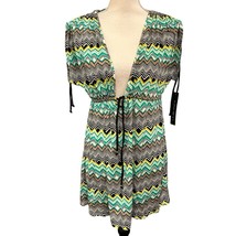 La Blanca Womens L Swim Coverup Dress Mixed Chevron Jersey Knit Drawstri... - $18.49