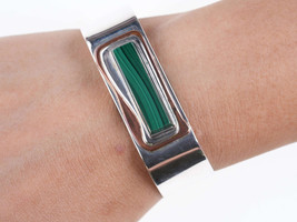 Vintage Sterling/Copper Malachite Cuff bracelet j - £127.89 GBP