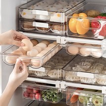 S - Large Capacity Egg Holder Tray For Refrigerator, Clear Plastic Container Dra - £30.04 GBP