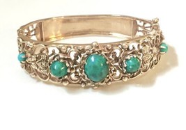 Victorian turquoise 14K 15k gold Cuff antique French Likely bracelet - £3,517.48 GBP