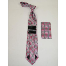 Men's Stacy Adams Necktie and Hankie Set Fancy Design Silky Look SAT15 Pink image 2