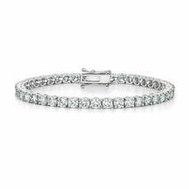 10 Cts Rond Imitation Diamant 14K Blanc or Sur Argent Tennis Bracelet 6.5 &quot; - £200.95 GBP