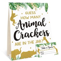 Gold Safari Baby Shower Decorations Supplies Guess How Many Animal Crack... - $26.59