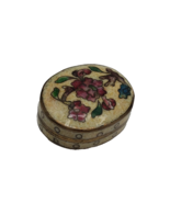 Vintage Cloisonne Enamel Trinket Box Floral Design Oval Handcrafted Jewe... - $29.69
