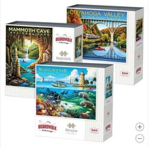 Boardwalk Jigsaw Puzzles National Park East 3-Pk Biscayne Cuyahoga Mammo... - $69.99