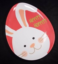 Easter Egg shaped HEAVY MELAMINE plate Bunny Face Hippity Hoppity Pink - £4.34 GBP