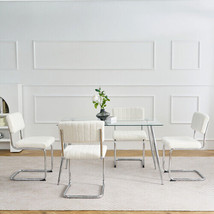 Modern Simple Light Luxury Dining Chair White Chair Set Of 4 - Silver - £207.96 GBP