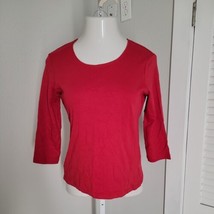 Karen Scott Women&#39;s Shirt Blouse ~ Sz PM ~ Red ~ 3/4 Sleeve - £16.98 GBP