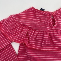 Nautica Baby Girl Striped Ruffle Top Pink White Logo Keyhole Back Size 6 9 M - £7.13 GBP