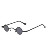 Retro Steampunk GOTHIC SUNGLASSES Mini Small Round Metal Frame -BLACK/GRAY-UV400 - $6.62