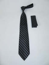 Men's Woven Tie Hankie Set J.Valintin Private Collection R81 Black Gray image 4