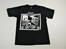 Obey Black Visual Pollution Graphic Short Sleeve Shockbound T Shirt Mens... - £16.70 GBP
