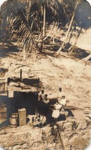 TROPICAL LOCATION-NATIVE FAMILY WITH CHILDREN IN HUT~REAL PHOTO POSTCARD - $10.69