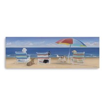 60 x 20 in. Dogs Perfect Beach Day Blue Canvas Wall Art - $212.11