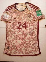 Uriel Antuna #24 Mexico 2022 World Cup Qatar Match Slim White Away Soccer Jersey - £67.78 GBP