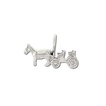 Sterling Silver Horse and Buggy Pendant - £24.61 GBP