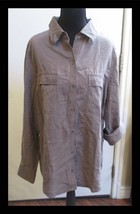Multiples Ladies Gray Long Sleeve Blouse Roll Up Sleeves Size L 100% Lyc... - $12.86