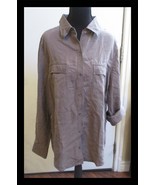 Multiples Ladies Gray Long Sleeve Blouse Roll Up Sleeves Size L 100% Lyc... - $237.10 MXN
