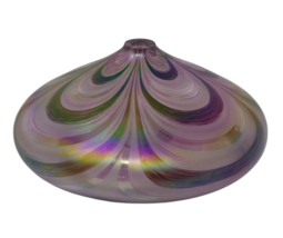 Iridescent Studio Art Glass Pulled Feather Design Oil Lamp - $455.74 MXN