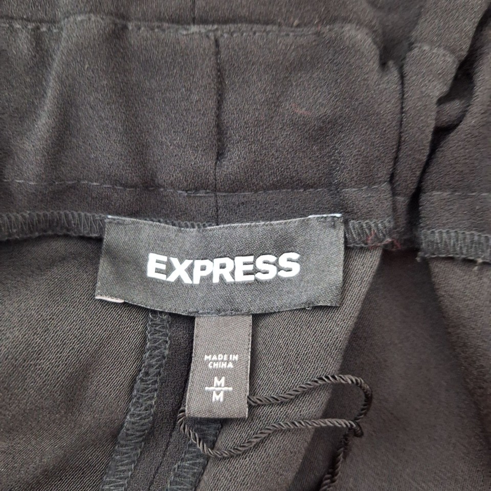 Express Womens A Line Skirt Size Medium Solid Black Belted Ruffles Item image 4