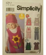 Simplicity 5317 Pattern Toddlers&#39; Jumper Top/Pants in 2 Lengths/Hat  1/2... - £7.70 GBP