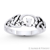 Claddagh Charm Irish Celtic Knot Triquetra 925 Sterling Silver Love Promise Ring - $23.09