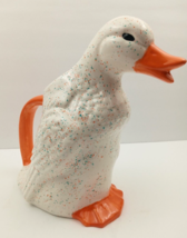 Charming Farmhouse Ceramic Duck Pitcher Hand Painted Speckled White Duck - £22.13 GBP